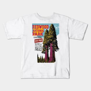 Redwood National Park California Sequoia  Aged Look Kids T-Shirt